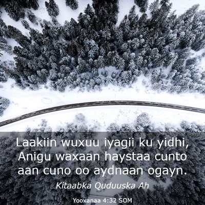 Picture 03 - Yooxanaa 4:32 SOM - Laakiin wuxuu iyagii ku yidhi, Anigu waxaan - Bible Verse Picture
