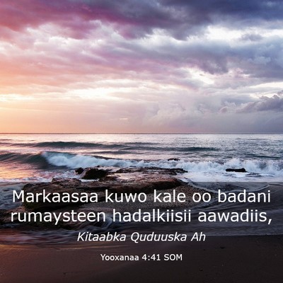 Picture 03 - Yooxanaa 4:41 SOM - Markaasaa kuwo kale oo badani rumaysteen - Bible Verse Picture