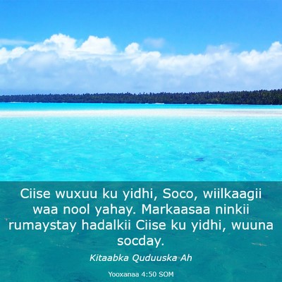Picture 03 - Yooxanaa 4:50 SOM - Ciise wuxuu ku yidhi, Soco, wiilkaagii waa nool - Bible Verse Picture