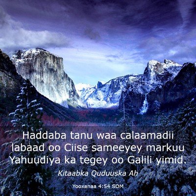 Picture 03 - Yooxanaa 4:54 SOM - Haddaba tanu waa calaamadii labaad oo Ciise - Bible Verse Picture