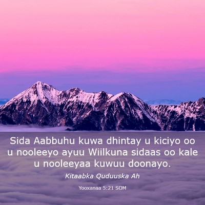 Picture 03 - Yooxanaa 5:21 SOM - Sida Aabbuhu kuwa dhintay u kiciyo oo u nooleeyo - Bible Verse Picture