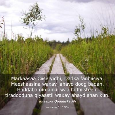 Picture 03 - Yooxanaa 6:10 SOM - Markaasaa Ciise yidhi, Dadka fadhiisiya. - Bible Verse Picture