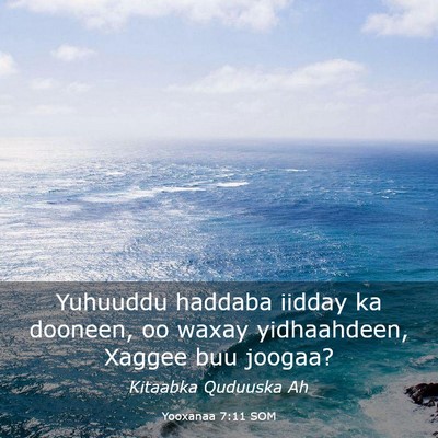 Picture 03 - Yooxanaa 7:11 SOM - Yuhuuddu haddaba iidday ka dooneen, oo waxay - Bible Verse Picture
