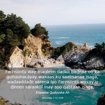 Picture 03 - Yooxanaa 7:32 SOM - Farrisiintu way maqleen dadkii badnaa oo ka - Bible Verse Picture