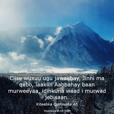 Picture 03 - Yooxanaa 8:49 SOM - Ciise wuxuu ugu jawaabay, Jinni ma qabo, laakiin - Bible Verse Picture