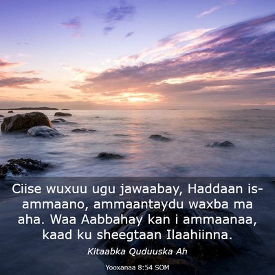 Picture 03 - Yooxanaa 8:54 SOM - Ciise wuxuu ugu jawaabay, Haddaan is-ammaano, - Bible Verse Picture