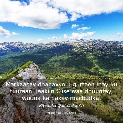 Picture 03 - Yooxanaa 8:59 SOM - Markaasay dhagaxyo u gurteen inay ku tuuraan, - Bible Verse Picture