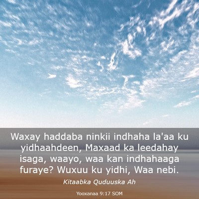 Picture 03 - Yooxanaa 9:17 SOM - Waxay haddaba ninkii indhaha la'aa ku - Bible Verse Picture