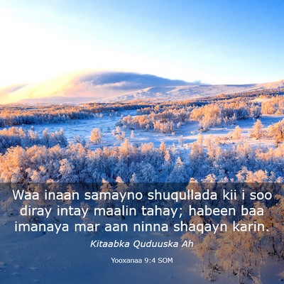 Picture 03 - Yooxanaa 9:4 SOM - Waa inaan samayno shuqullada kii i soo diray - Bible Verse Picture