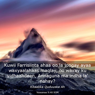 Picture 03 - Yooxanaa 9:40 SOM - Kuwii Farrisiinta ahaa oo la joogay ayaa - Bible Verse Picture