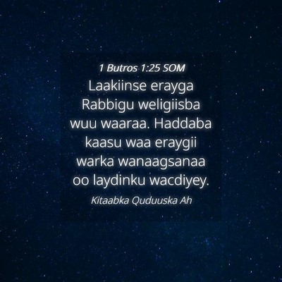 Picture 04 - 1 Butros 1:25 SOM - Laakiinse erayga Rabbigu weligiisba wuu waaraa. - Bible Verse Picture