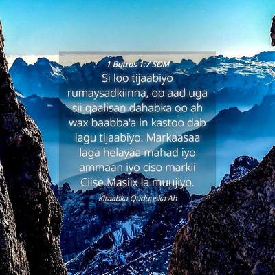 Picture 04 - 1 Butros 1:7 SOM - Si loo tijaabiyo rumaysadkiinna, oo aad uga sii - Bible Verse Picture