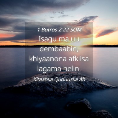 Picture 04 - 1 Butros 2:22 SOM - Isagu ma uu dembaabin, khiyaanona afkiisa lagama - Bible Verse Picture