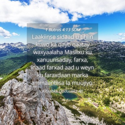 Picture 04 - 1 Butros 4:13 SOM - Laakiinse sidaad u tihiin kuwo ka qayb qaatay - Bible Verse Picture