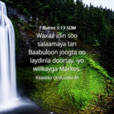 Picture 04 - 1 Butros 5:13 SOM - Waxaa idin soo salaamaya tan Baabuloon joogta oo - Bible Verse Picture