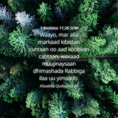Picture 04 - 1 Korintos 11:26 SOM - Waayo, mar alla markaad kibistan cuntaan oo aad - Bible Verse Picture