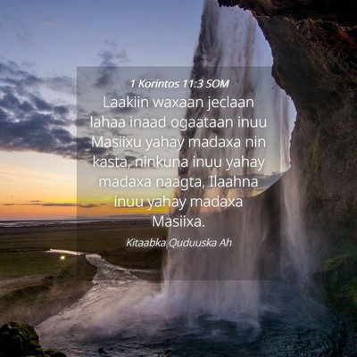 Picture 04 - 1 Korintos 11:3 SOM - Laakiin waxaan jeclaan lahaa inaad ogaataan inuu - Bible Verse Picture