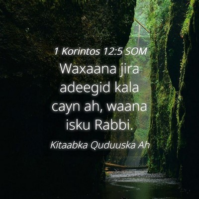 Picture 04 - 1 Korintos 12:5 SOM - Waxaana jira adeegid kala cayn ah, waana isku - Bible Verse Picture