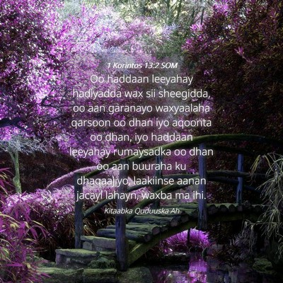 Picture 04 - 1 Korintos 13:2 SOM - Oo haddaan leeyahay hadiyadda wax sii sheegidda, - Bible Verse Picture