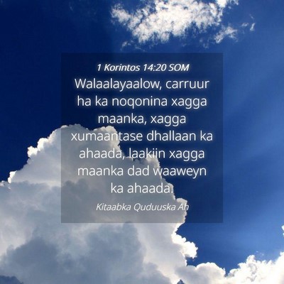Picture 04 - 1 Korintos 14:20 SOM - Walaalayaalow, carruur ha ka noqonina xagga - Bible Verse Picture