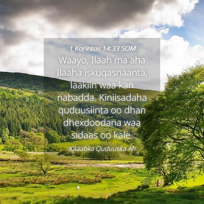 Picture 04 - 1 Korintos 14:33 SOM - Waayo, Ilaah ma aha Ilaaha iskuqasnaanta, laakiin - Bible Verse Picture