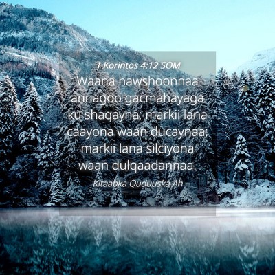 Picture 04 - 1 Korintos 4:12 SOM - Waana hawshoonnaa annagoo gacmahayaga ku - Bible Verse Picture