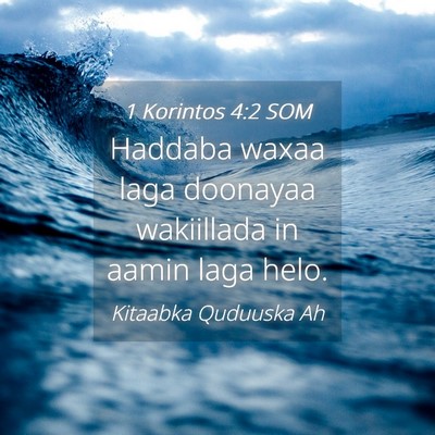 Picture 04 - 1 Korintos 4:2 SOM - Haddaba waxaa laga doonayaa wakiillada in aamin - Bible Verse Picture
