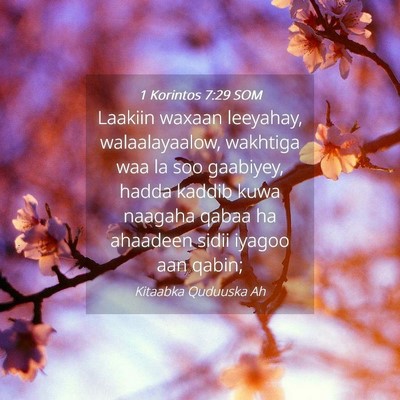 Picture 04 - 1 Korintos 7:29 SOM - Laakiin waxaan leeyahay, walaalayaalow, wakhtiga - Bible Verse Picture