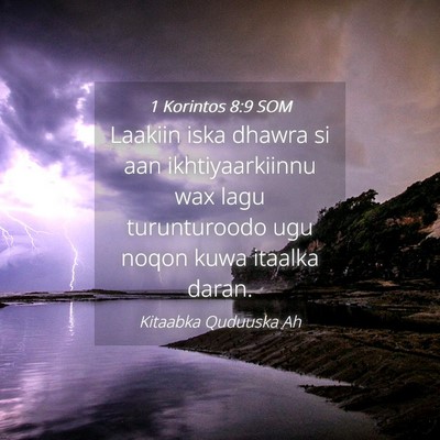 Picture 04 - 1 Korintos 8:9 SOM - Laakiin iska dhawra si aan ikhtiyaarkiinnu wax - Bible Verse Picture