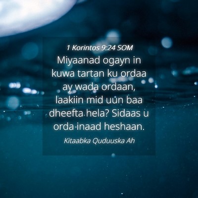 Picture 04 - 1 Korintos 9:24 SOM - Miyaanad ogayn in kuwa tartan ku ordaa ay wada - Bible Verse Picture