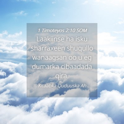 Picture 04 - 1 Timoteyos 2:10 SOM - Laakiinse ha isku sharraxeen shuqullo wanaagsan - Bible Verse Picture