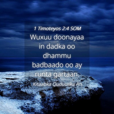 Picture 04 - 1 Timoteyos 2:4 SOM - Wuxuu doonayaa in dadka oo dhammu badbaado oo ay - Bible Verse Picture
