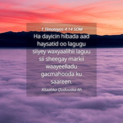 Picture 04 - 1 Timoteyos 4:14 SOM - Ha dayicin hibada aad haysatid oo lagugu siiyey - Bible Verse Picture