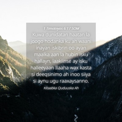 Picture 04 - 1 Timoteyos 6:17 SOM - Kuwa dunidatan haatan la joogo hodanka ku ah - Bible Verse Picture