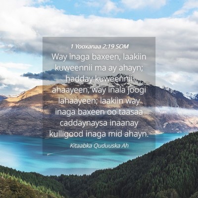 Picture 04 - 1 Yooxanaa 2:19 SOM - Way inaga baxeen, laakiin kuweennii ma ay ahayn; - Bible Verse Picture