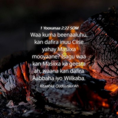 Picture 04 - 1 Yooxanaa 2:22 SOM - Waa kuma beenaaluhu, kan dafira inuu Ciise yahay - Bible Verse Picture