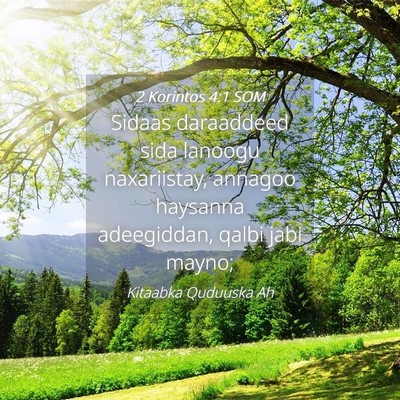 Picture 04 - 2 Korintos 4:1 SOM - Sidaas daraaddeed sida lanoogu naxariistay, - Bible Verse Picture