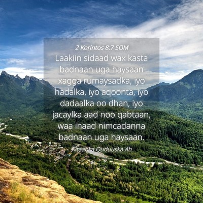 Picture 04 - 2 Korintos 8:7 SOM - Laakiin sidaad wax kasta badnaan uga haysaan - Bible Verse Picture