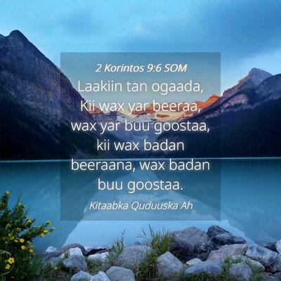 Picture 04 - 2 Korintos 9:6 SOM - Laakiin tan ogaada, Kii wax yar beeraa, wax yar - Bible Verse Picture