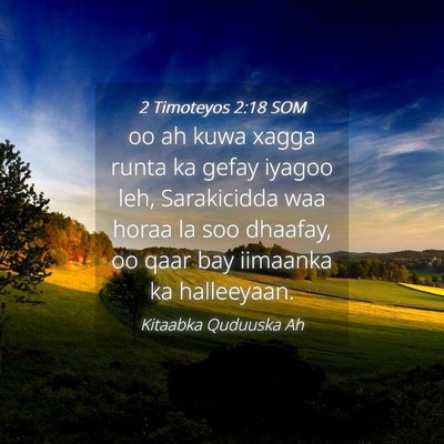 Picture 04 - 2 Timoteyos 2:18 SOM - oo ah kuwa xagga runta ka gefay iyagoo leh, - Bible Verse Picture