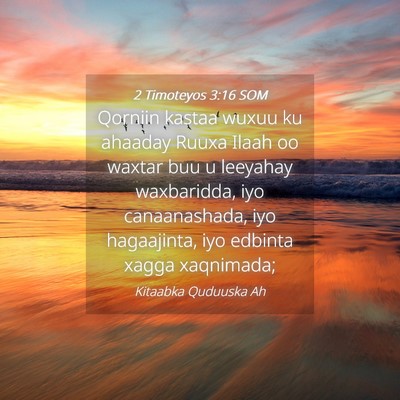 Picture 04 - 2 Timoteyos 3:16 SOM - Qorniin kastaa wuxuu ku ahaaday Ruuxa Ilaah oo - Bible Verse Picture