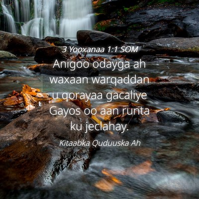 Picture 04 - 3 Yooxanaa 1:1 SOM - Anigoo odayga ah waxaan warqaddan u qorayaa - Bible Verse Picture