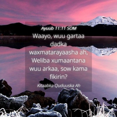 Picture 04 - Ayuub 11:11 SOM - Waayo, wuu gartaa dadka waxmatarayaasha ah, - Bible Verse Picture