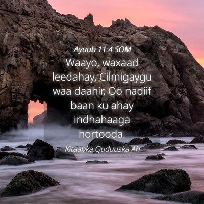 Picture 04 - Ayuub 11:4 SOM - Waayo, waxaad leedahay, Cilmigaygu waa daahir, Oo - Bible Verse Picture