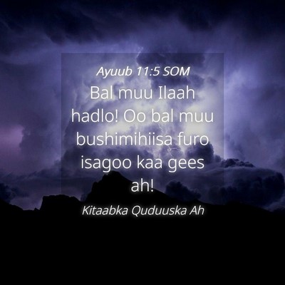 Picture 04 - Ayuub 11:5 SOM - Bal muu Ilaah hadlo! Oo bal muu bushimihiisa furo - Bible Verse Picture