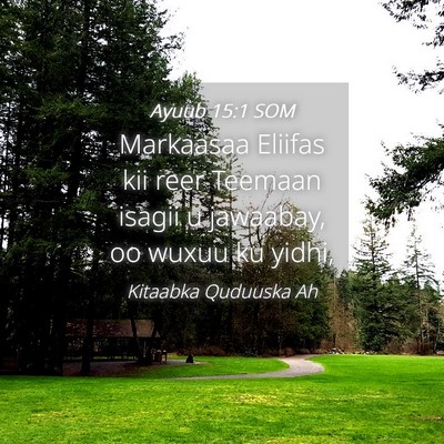 Picture 04 - Ayuub 15:1 SOM - Markaasaa Eliifas kii reer Teemaan isagii u - Bible Verse Picture