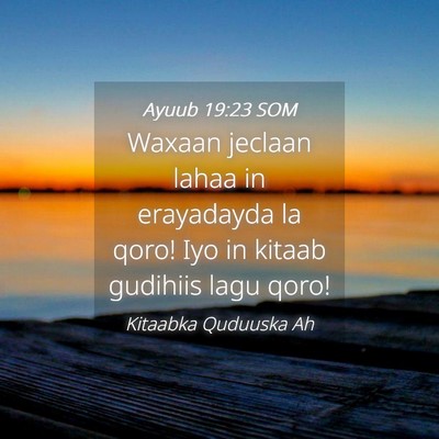 Picture 04 - Ayuub 19:23 SOM - Waxaan jeclaan lahaa in erayadayda la qoro! Iyo - Bible Verse Picture