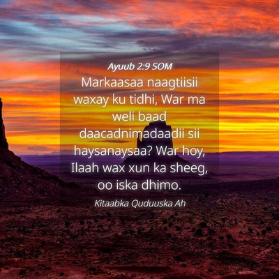 Picture 04 - Ayuub 2:9 SOM - Markaasaa naagtiisii waxay ku tidhi, War ma weli - Bible Verse Picture