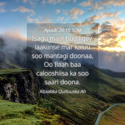 Picture 04 - Ayuub 20:15 SOM - Isagu maal buu liqay, laakiinse mar kaluu soo - Bible Verse Picture
