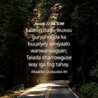 Picture 04 - Ayuub 22:18 SOM - Laakiin isagu wuxuu guryahooda ka buuxiyey - Bible Verse Picture